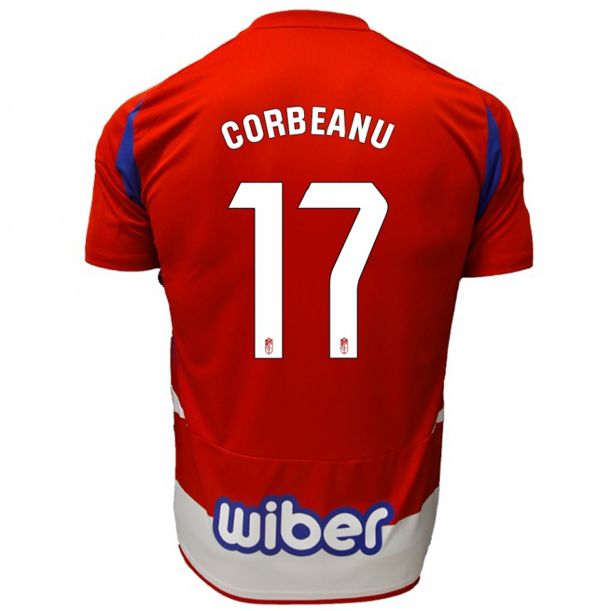 Niño Fútbol Camiseta Theo Corbeanu #17 Rojo Blanco Azul 1ª Equipación 2024/25 Perú