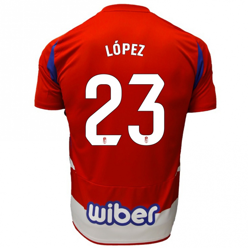 Niño Fútbol Camiseta Diego López #23 Rojo Blanco Azul 1ª Equipación 2024/25 Perú