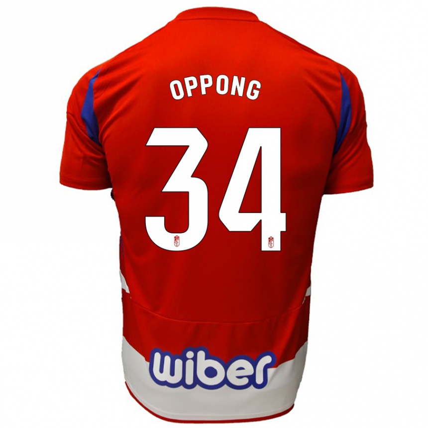 Niño Fútbol Camiseta Oscar Naasei Oppong #34 Rojo Blanco Azul 1ª Equipación 2024/25 Perú