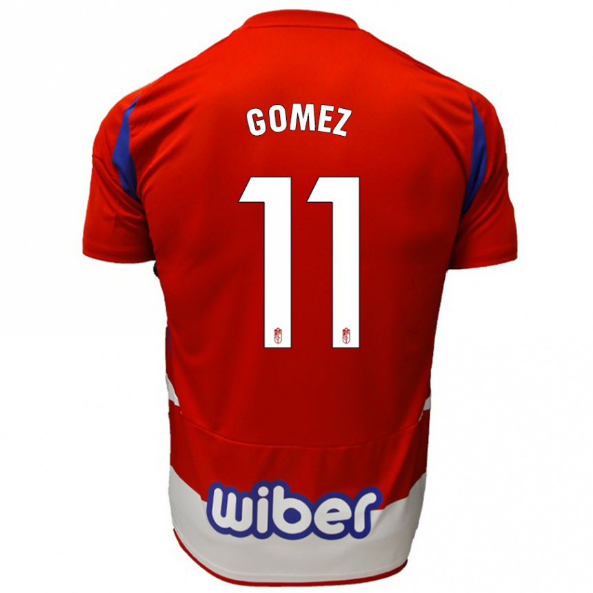 Niño Fútbol Camiseta Andrea Gómez #11 Rojo Blanco Azul 1ª Equipación 2024/25 Perú