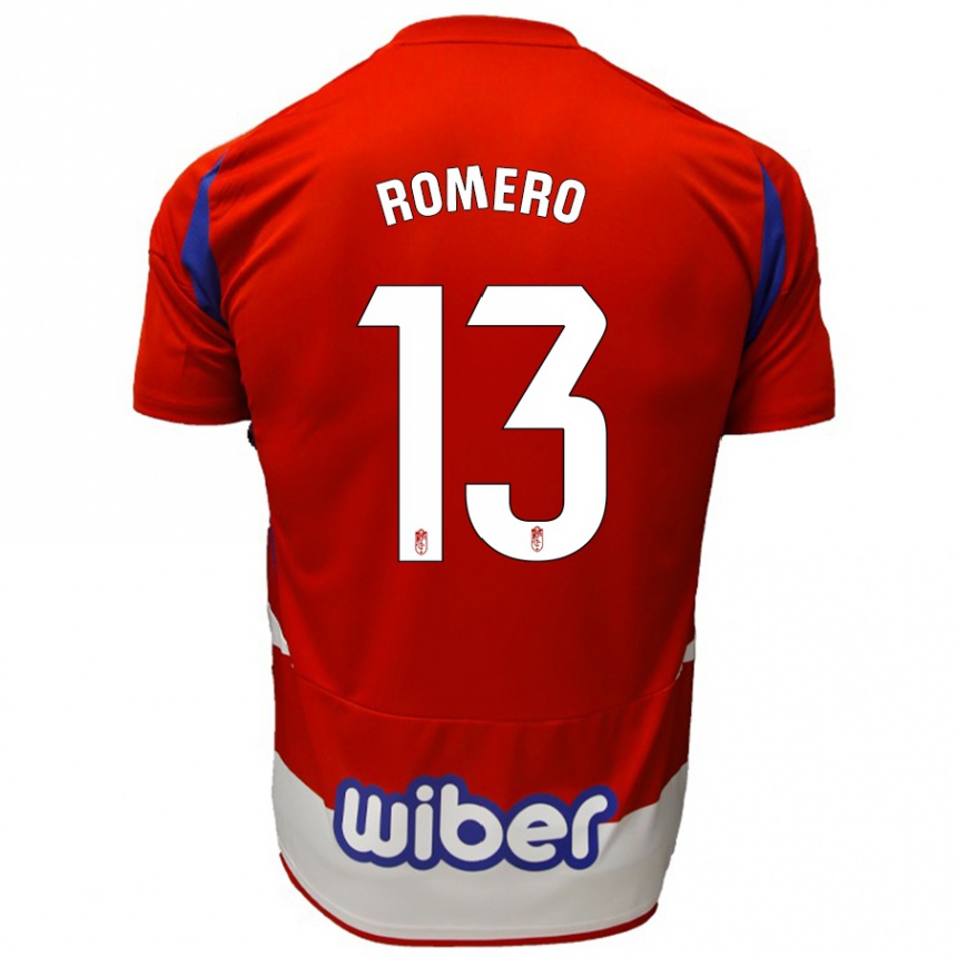 Niño Fútbol Camiseta Andrea Romero #13 Rojo Blanco Azul 1ª Equipación 2024/25 Perú