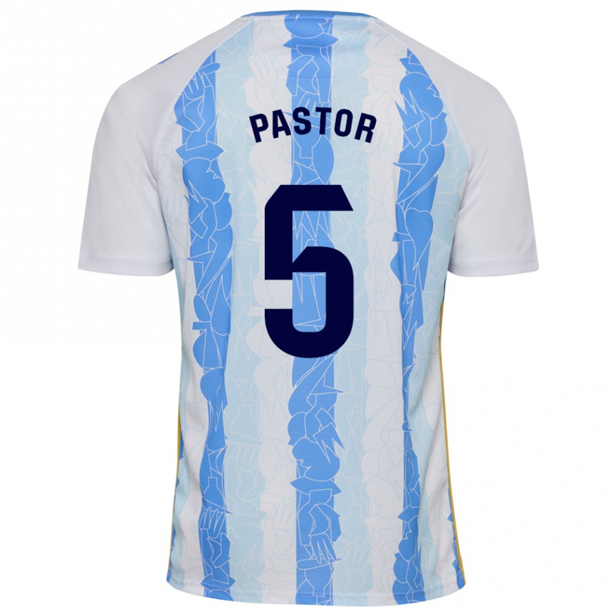 Niño Fútbol Camiseta Álex Pastor #5 Blanco Azul 1ª Equipación 2024/25 Perú