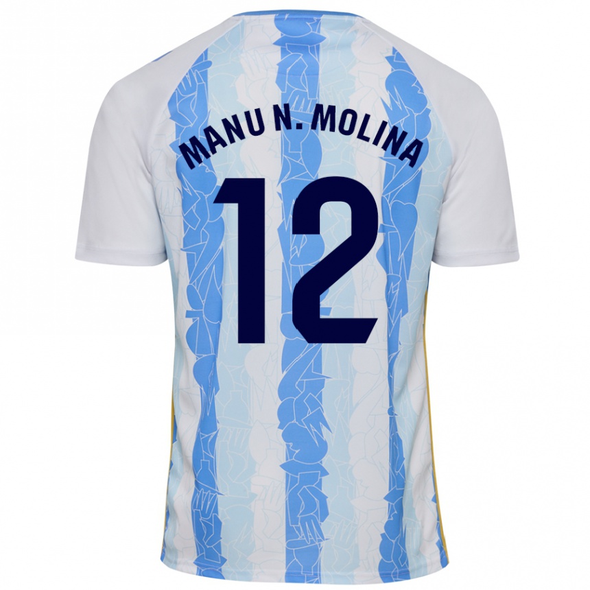 Niño Fútbol Camiseta Manu Molina #12 Blanco Azul 1ª Equipación 2024/25 Perú