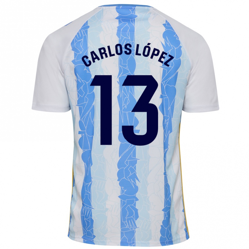 Niño Fútbol Camiseta Carlos López #13 Blanco Azul 1ª Equipación 2024/25 Perú