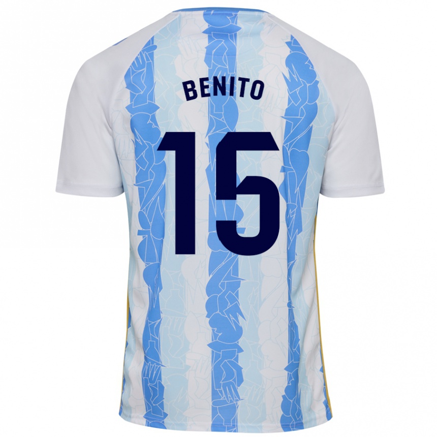 Niño Fútbol Camiseta Iván Benito #15 Blanco Azul 1ª Equipación 2024/25 Perú