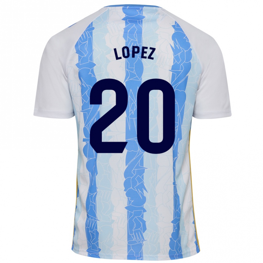 Niño Fútbol Camiseta Adri López #20 Blanco Azul 1ª Equipación 2024/25 Perú