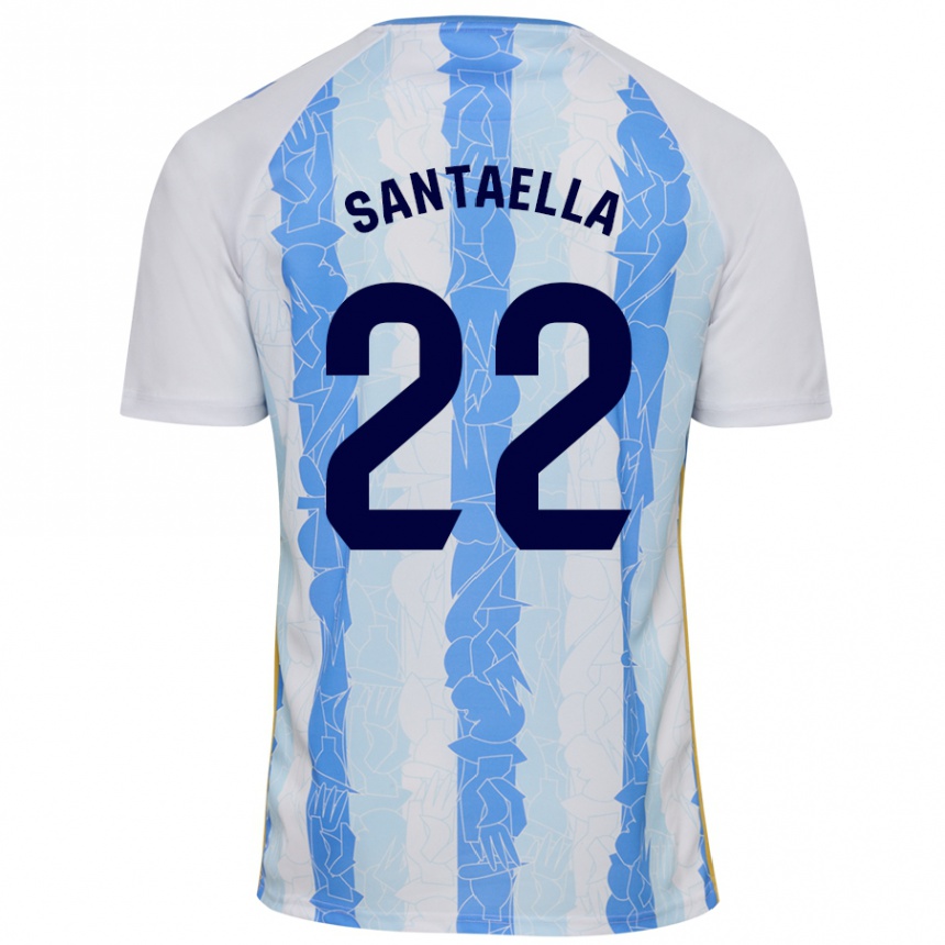 Niño Fútbol Camiseta Miguel Ángel Santaella #22 Blanco Azul 1ª Equipación 2024/25 Perú