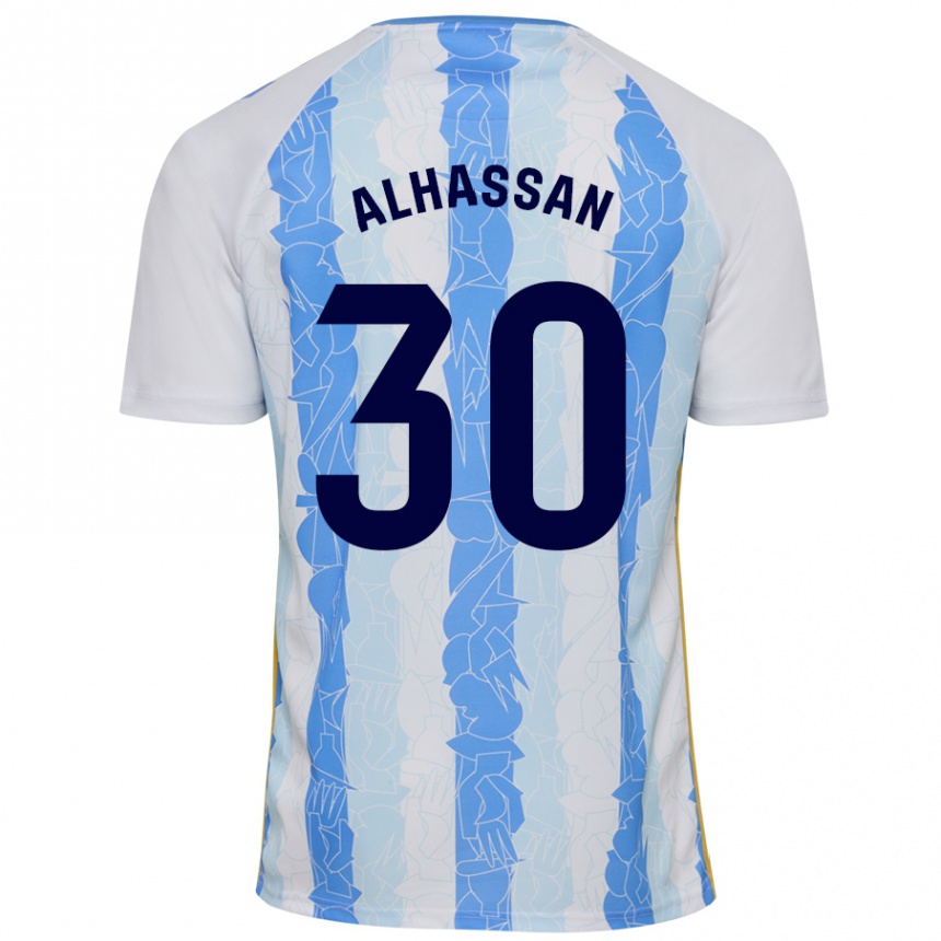 Niño Fútbol Camiseta Mubarak Alhassan #30 Blanco Azul 1ª Equipación 2024/25 Perú