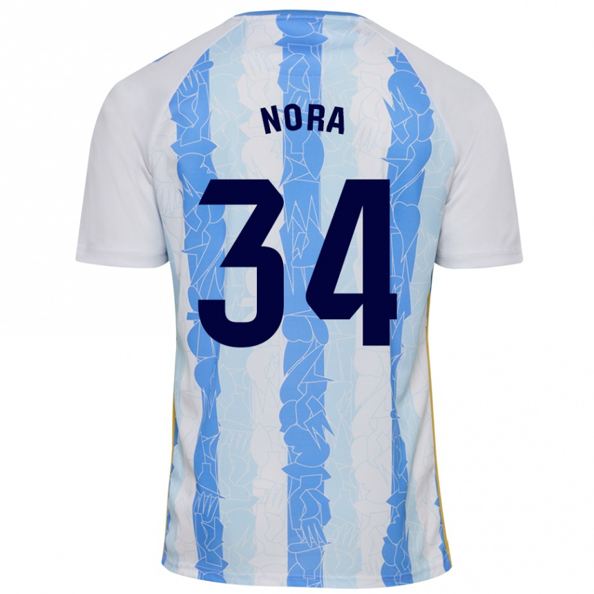 Niño Fútbol Camiseta Nora #34 Blanco Azul 1ª Equipación 2024/25 Perú