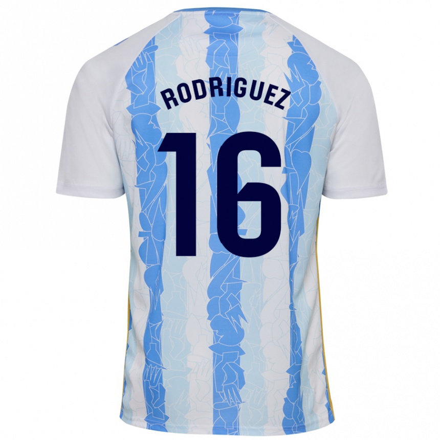 Niño Fútbol Camiseta Genaro Rodríguez #16 Blanco Azul 1ª Equipación 2024/25 Perú