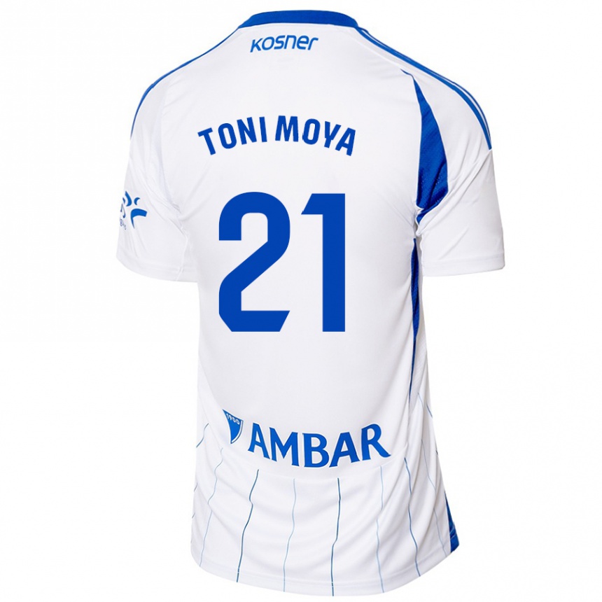 Niño Fútbol Camiseta Toni Moya #21 Rojo Blanco 1ª Equipación 2024/25 Perú