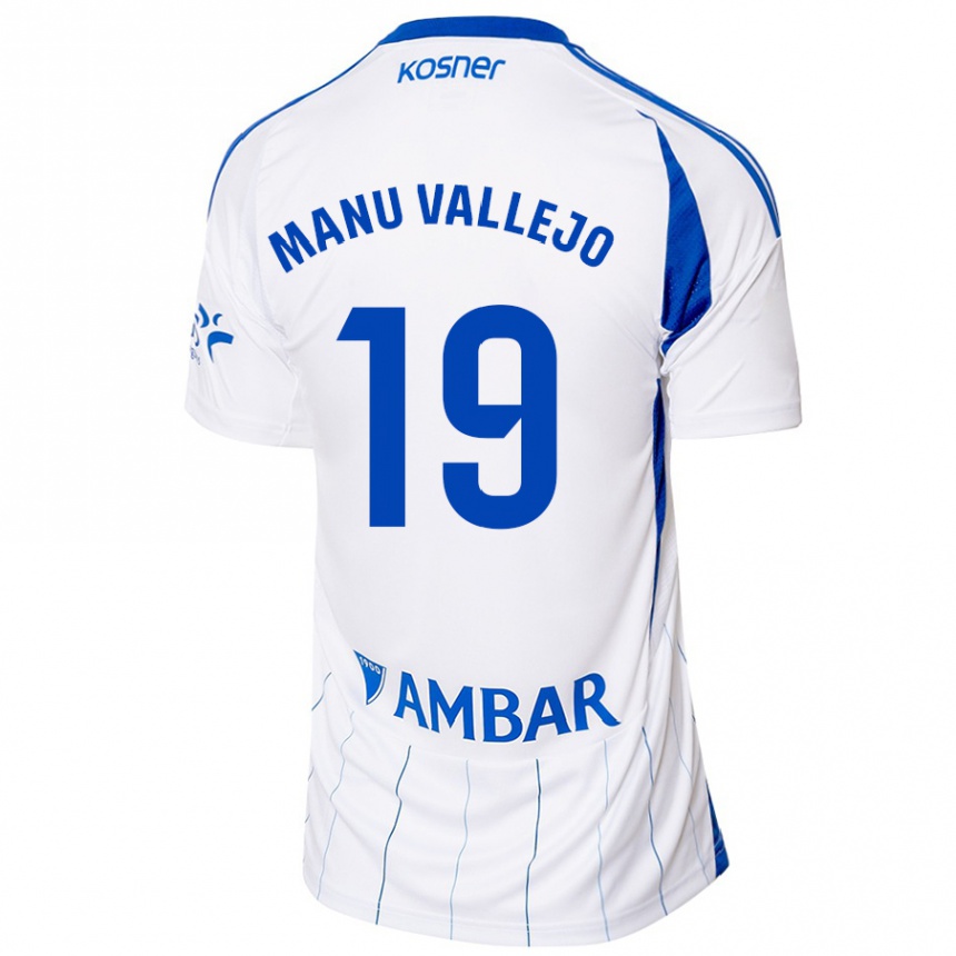 Niño Fútbol Camiseta Manu Vallejo #19 Rojo Blanco 1ª Equipación 2024/25 Perú