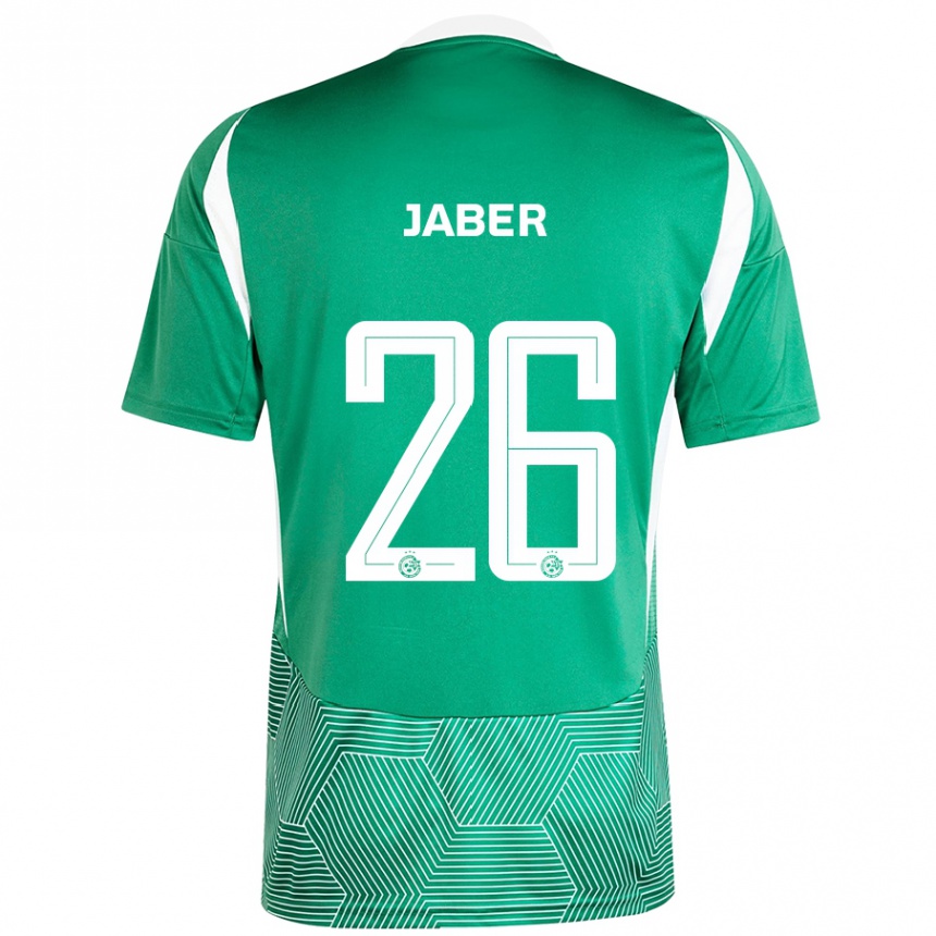 Niño Fútbol Camiseta Mahmoud Jaber #26 Verde Blanco 1ª Equipación 2024/25 Perú