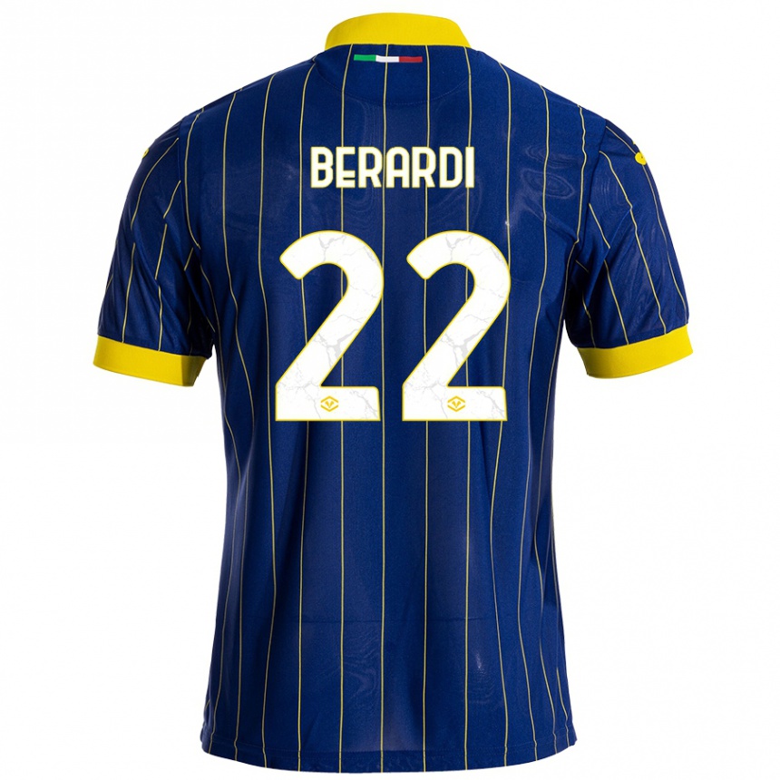 Niño Fútbol Camiseta Alessandro Berardi #22 Azul Amarillo 1ª Equipación 2024/25 Perú