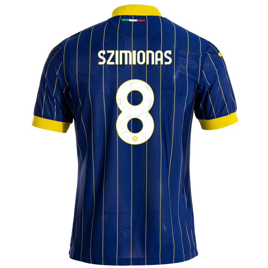 Niño Fútbol Camiseta Luca Szimionas #8 Azul Amarillo 1ª Equipación 2024/25 Perú