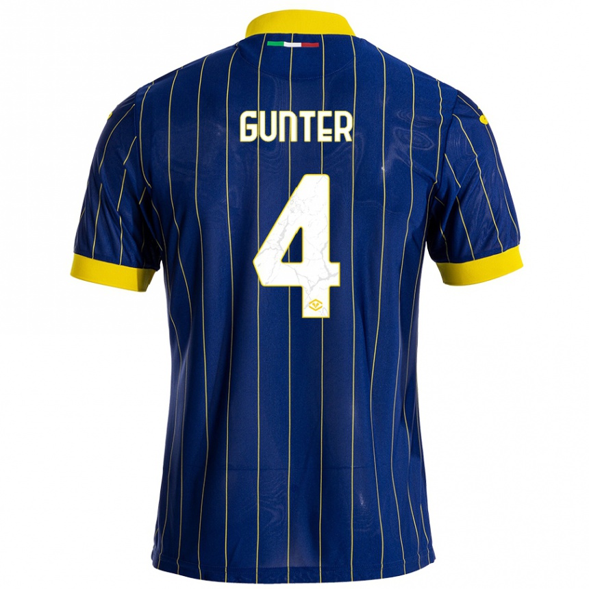 Niño Fútbol Camiseta Koray Günter #4 Azul Amarillo 1ª Equipación 2024/25 Perú