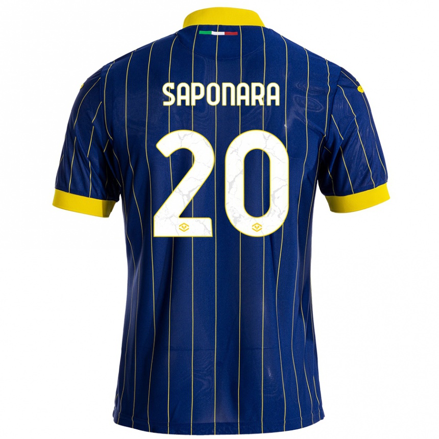 Niño Fútbol Camiseta Riccardo Saponara #20 Azul Amarillo 1ª Equipación 2024/25 Perú