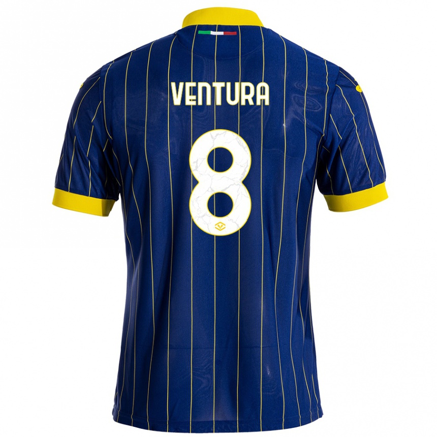 Niño Fútbol Camiseta Ciro Ventura #8 Azul Amarillo 1ª Equipación 2024/25 Perú