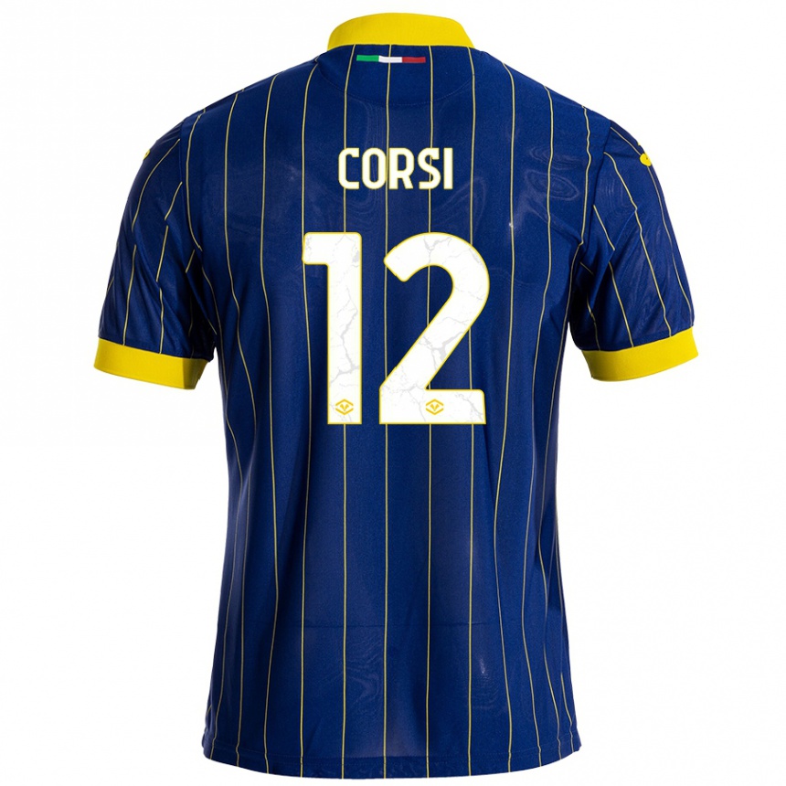 Niño Fútbol Camiseta Sara Corsi #12 Azul Amarillo 1ª Equipación 2024/25 Perú