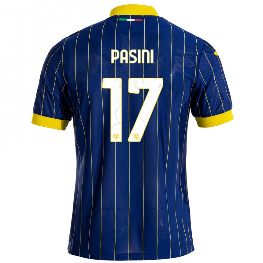 Niño Fútbol Camiseta Veronica Pasini #17 Azul Amarillo 1ª Equipación 2024/25 Perú