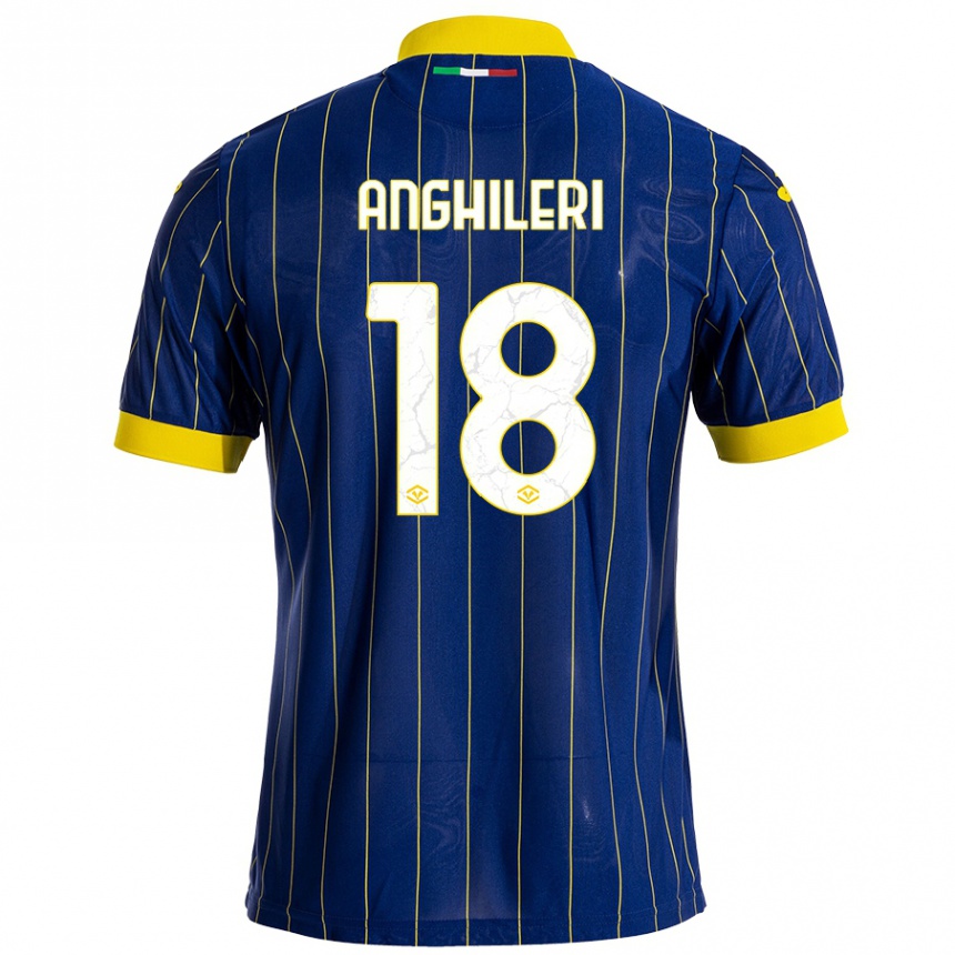 Niño Fútbol Camiseta Federica Anghileri #18 Azul Amarillo 1ª Equipación 2024/25 Perú