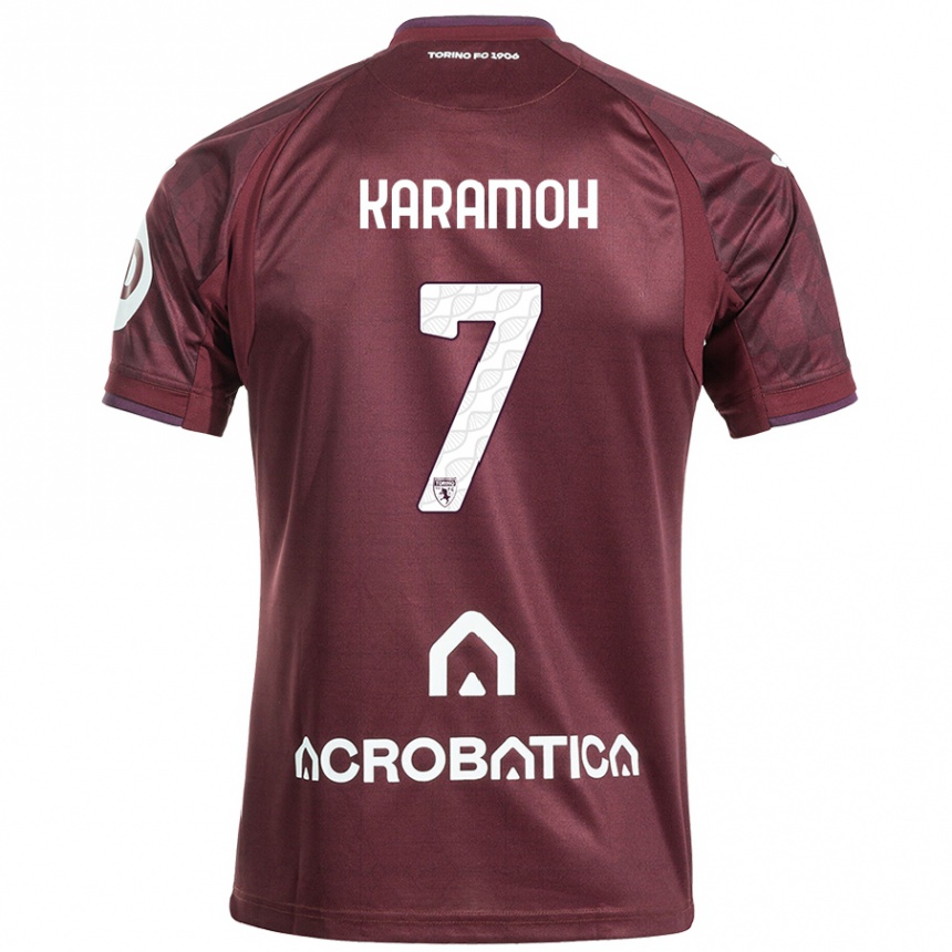 Niño Fútbol Camiseta Yann Karamoh #7 Granate Blanco 1ª Equipación 2024/25 Perú