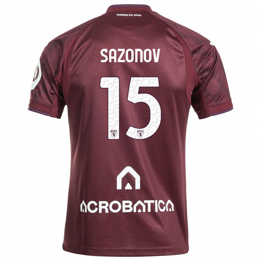 Niño Fútbol Camiseta Saba Sazonov #15 Granate Blanco 1ª Equipación 2024/25 Perú