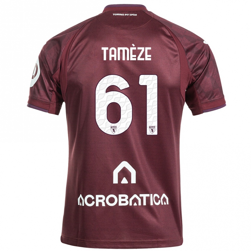 Niño Fútbol Camiseta Adrien Tamèze #61 Granate Blanco 1ª Equipación 2024/25 Perú