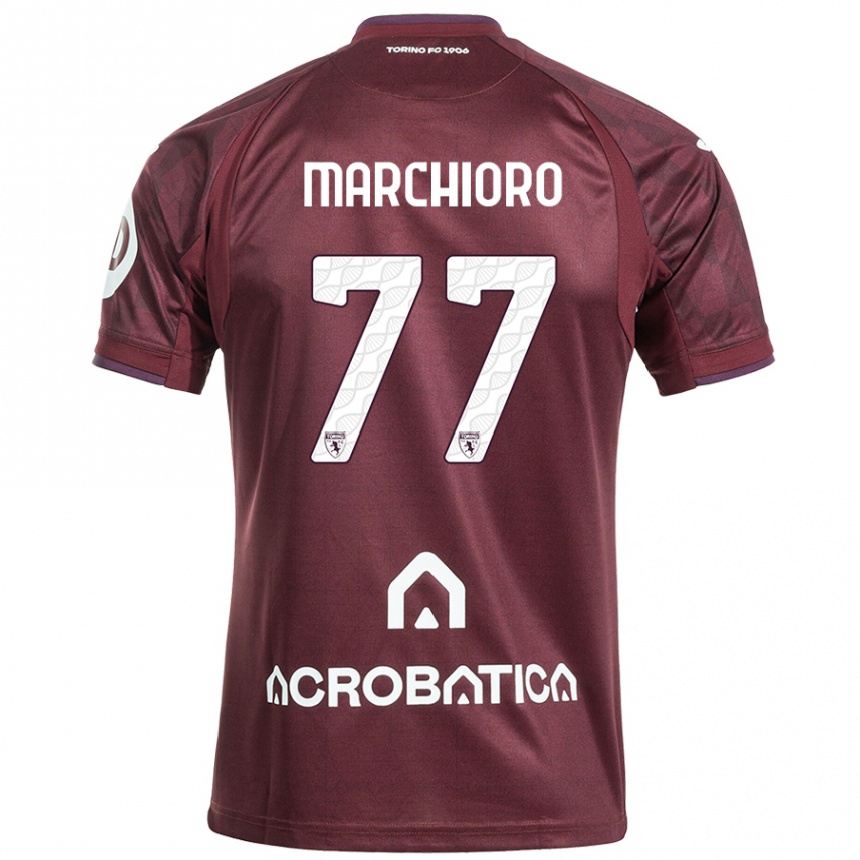 Niño Fútbol Camiseta Raffaele Marchioro #77 Granate Blanco 1ª Equipación 2024/25 Perú