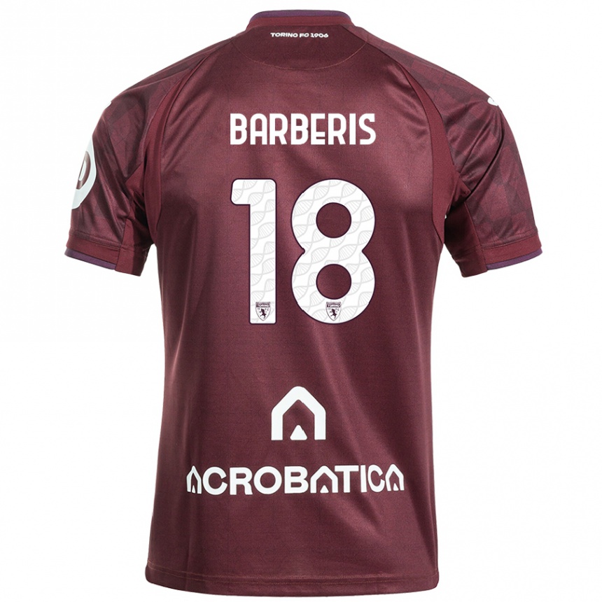 Niño Fútbol Camiseta Laura Barberis #18 Granate Blanco 1ª Equipación 2024/25 Perú