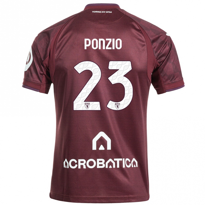 Niño Fútbol Camiseta Erika Ponzio #23 Granate Blanco 1ª Equipación 2024/25 Perú