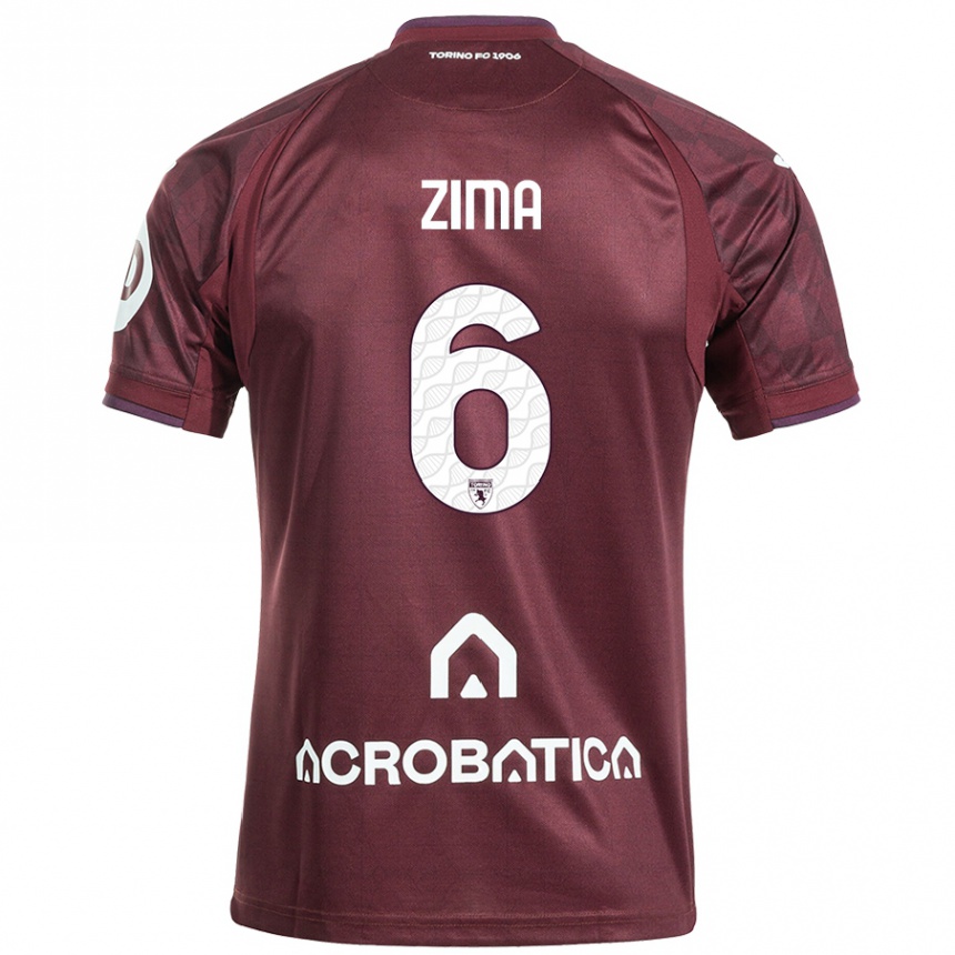 Niño Fútbol Camiseta David Zima #6 Granate Blanco 1ª Equipación 2024/25 Perú