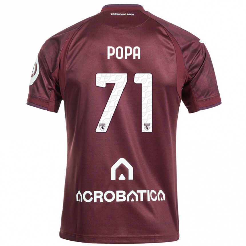 Niño Fútbol Camiseta Mihai Popa #71 Granate Blanco 1ª Equipación 2024/25 Perú