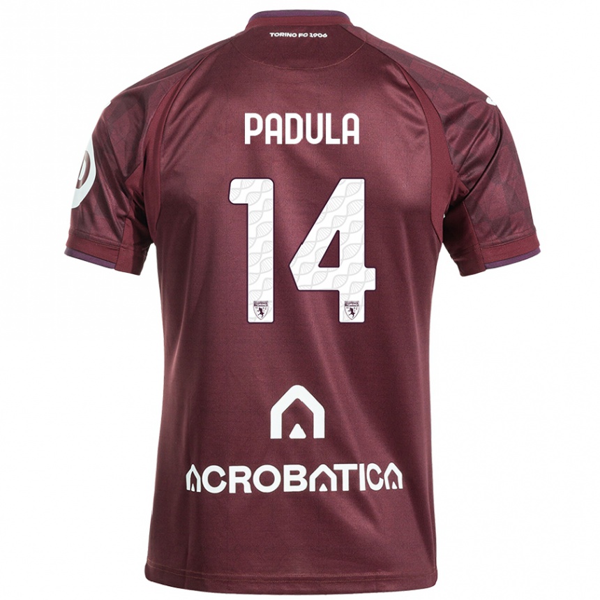 Niño Fútbol Camiseta Cristian Padula #14 Granate Blanco 1ª Equipación 2024/25 Perú