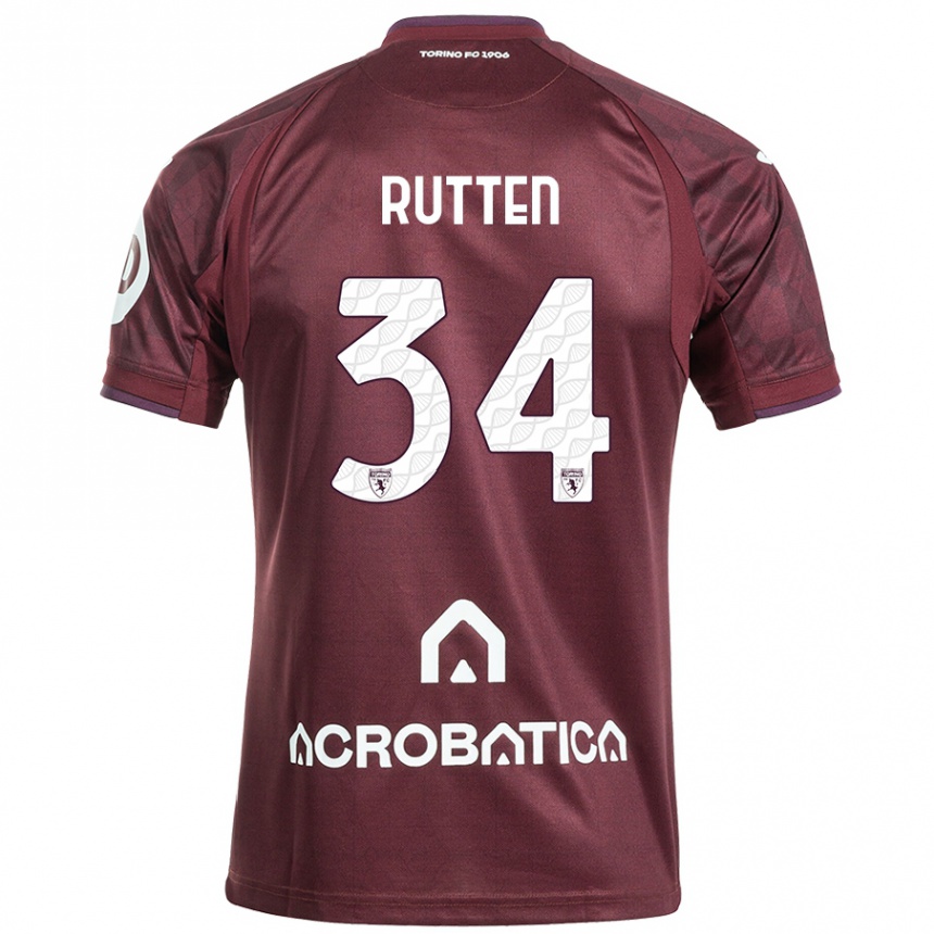 Niño Fútbol Camiseta Jill Rutten #34 Granate Blanco 1ª Equipación 2024/25 Perú