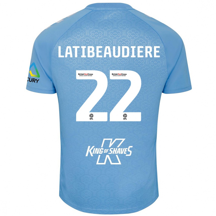 Niño Fútbol Camiseta Joel Latibeaudiere #22 Azul Blanco 1ª Equipación 2024/25 Perú