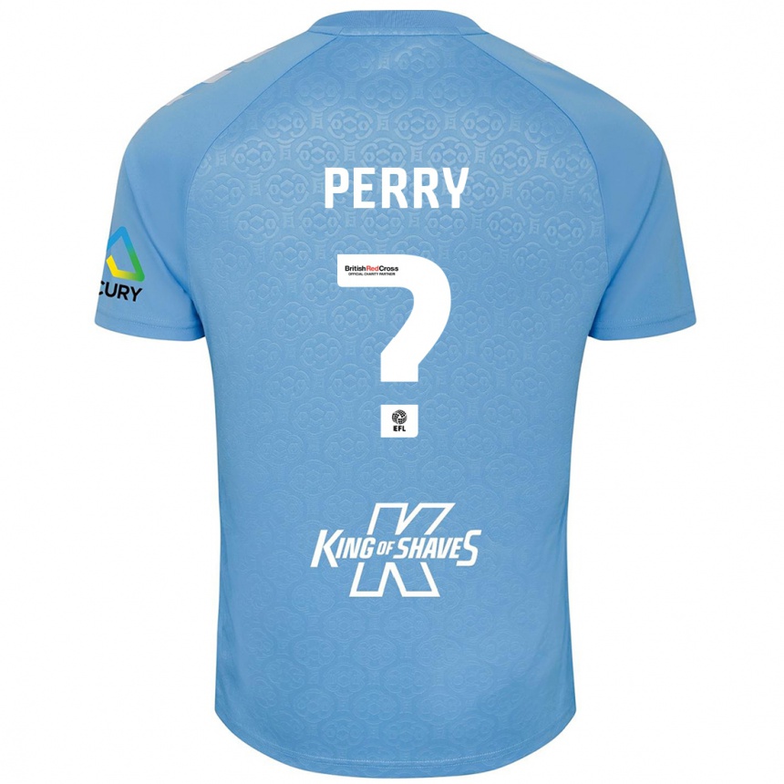 Niño Fútbol Camiseta Callum Perry #0 Azul Blanco 1ª Equipación 2024/25 Perú