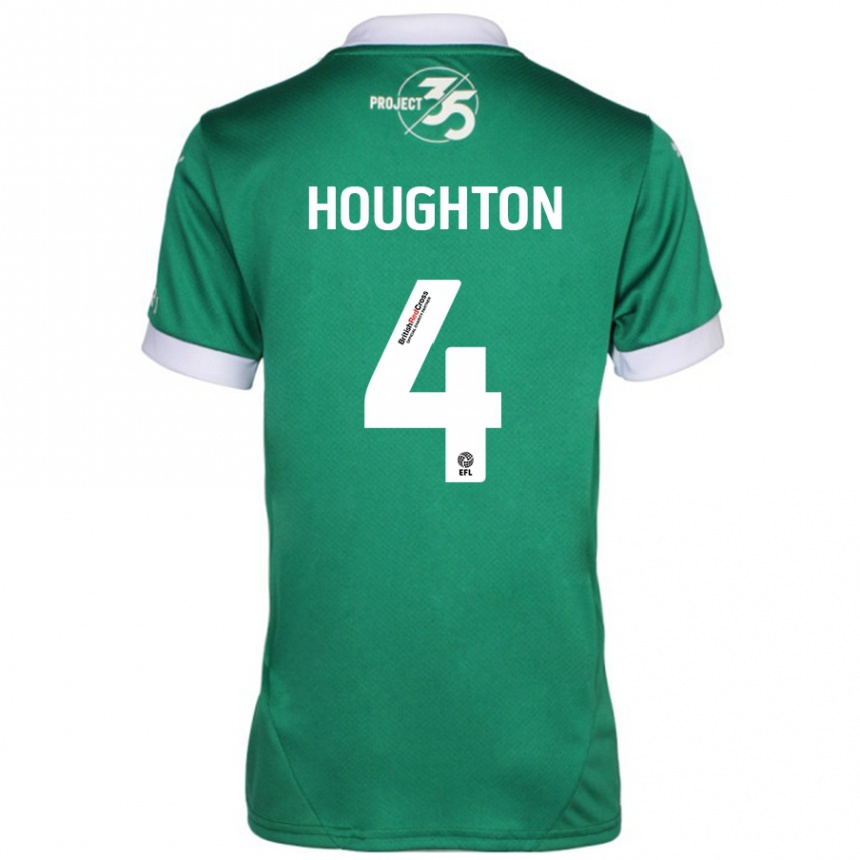 Niño Fútbol Camiseta Jordan Houghton #4 Verde Blanco 1ª Equipación 2024/25 Perú