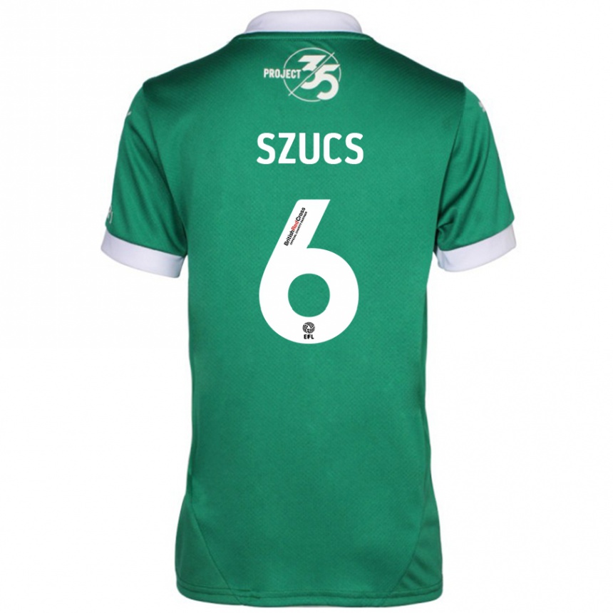 Niño Fútbol Camiseta Kornél Szűcs #6 Verde Blanco 1ª Equipación 2024/25 Perú