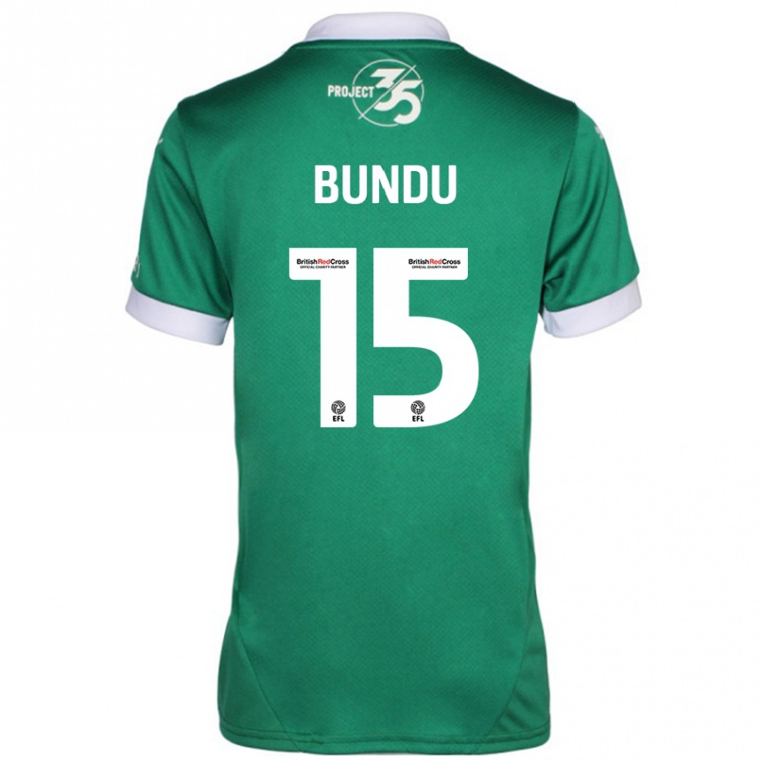 Niño Fútbol Camiseta Mustapha Bundu #15 Verde Blanco 1ª Equipación 2024/25 Perú