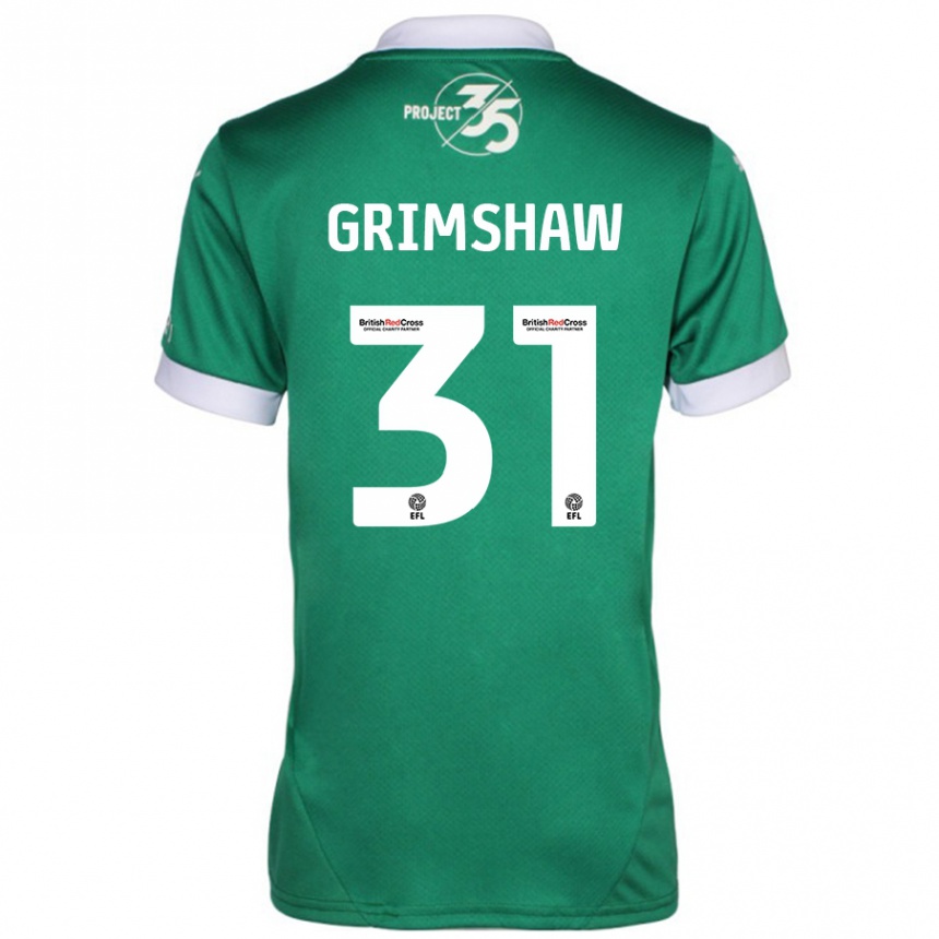 Niño Fútbol Camiseta Daniel Grimshaw #31 Verde Blanco 1ª Equipación 2024/25 Perú