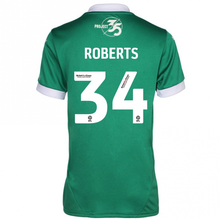 Niño Fútbol Camiseta Caleb Roberts #34 Verde Blanco 1ª Equipación 2024/25 Perú