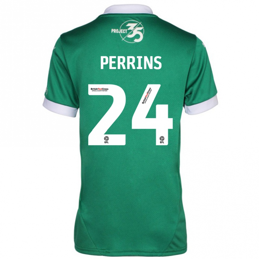 Niño Fútbol Camiseta Grace Perrins #24 Verde Blanco 1ª Equipación 2024/25 Perú