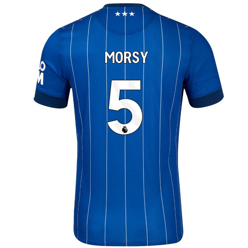 Niño Fútbol Camiseta Samy Morsy #5 Azul Marino 1ª Equipación 2024/25 Perú