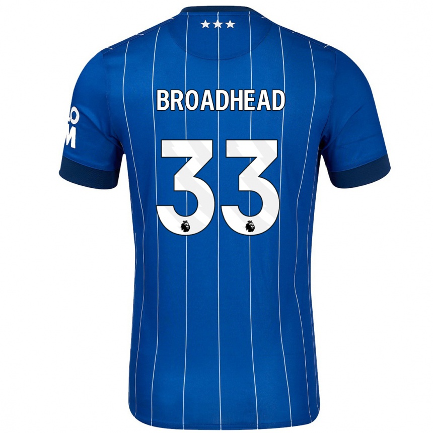 Niño Fútbol Camiseta Nathan Broadhead #33 Azul Marino 1ª Equipación 2024/25 Perú