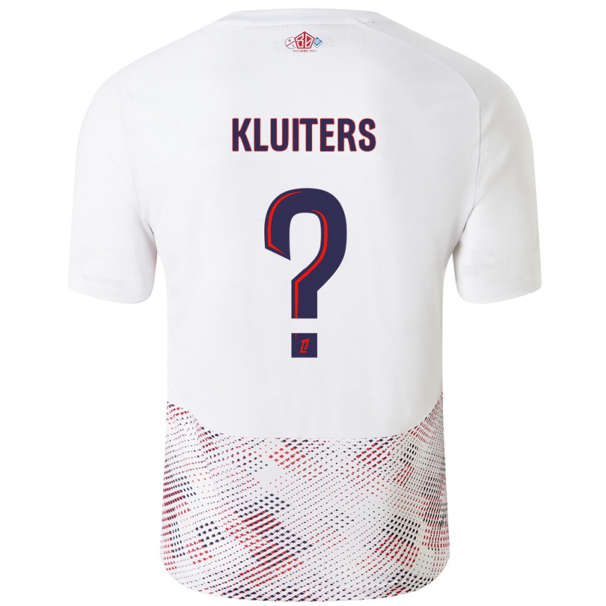 Niño Fútbol Camiseta Luuk Kluiters #0 Blanco Azul Real 2ª Equipación 2024/25 Perú