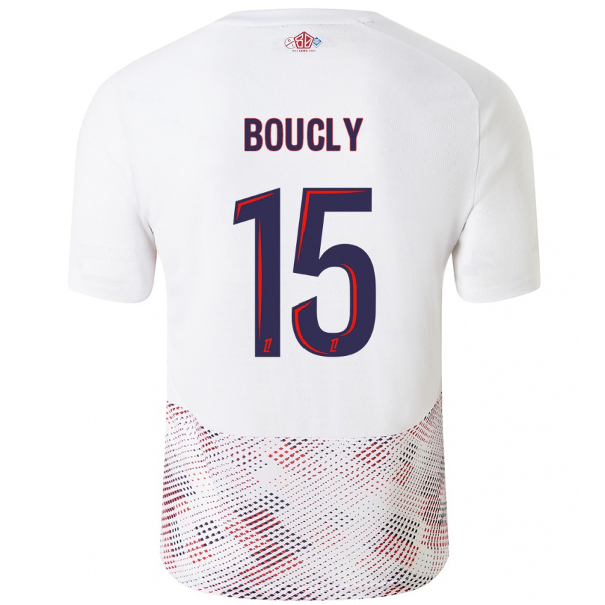 Niño Fútbol Camiseta Maite Boucly #15 Blanco Azul Real 2ª Equipación 2024/25 Perú