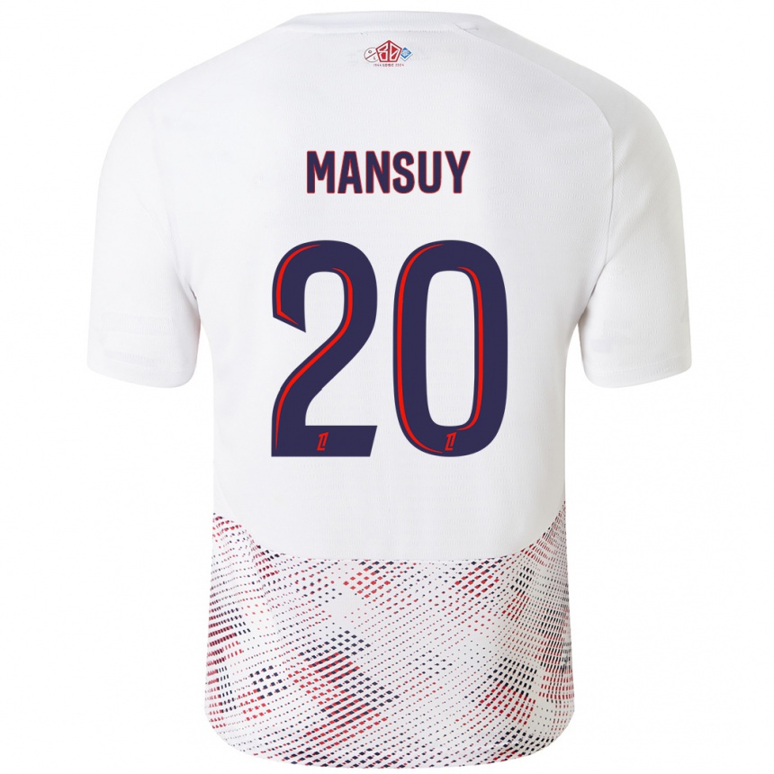 Niño Fútbol Camiseta Heloise Mansuy #20 Blanco Azul Real 2ª Equipación 2024/25 Perú