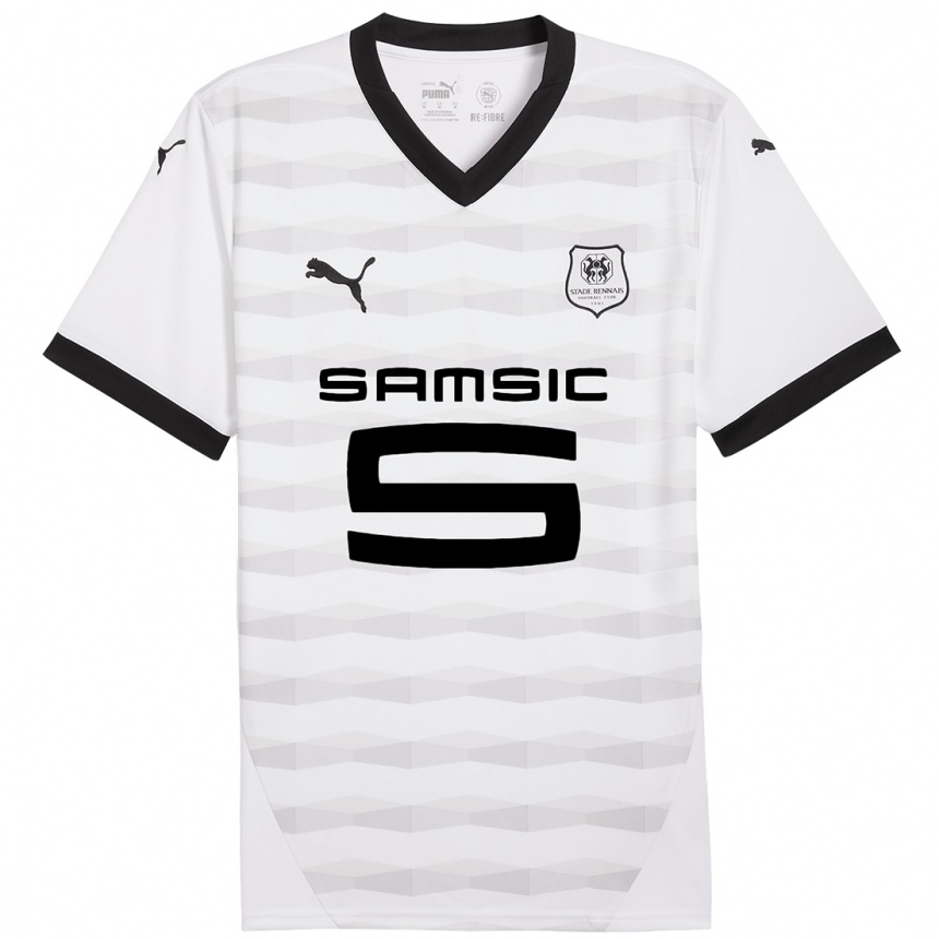 Niño Fútbol Camiseta Baptiste Santamaria #8 Blanco Negro 2ª Equipación 2024/25 Perú