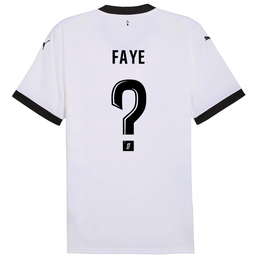 Niño Fútbol Camiseta Mikayil Faye #0 Blanco Negro 2ª Equipación 2024/25 Perú